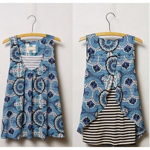 Anthropologie Meadow Rue Split Back Top 8 Fits 6 - Picture 6 of 6